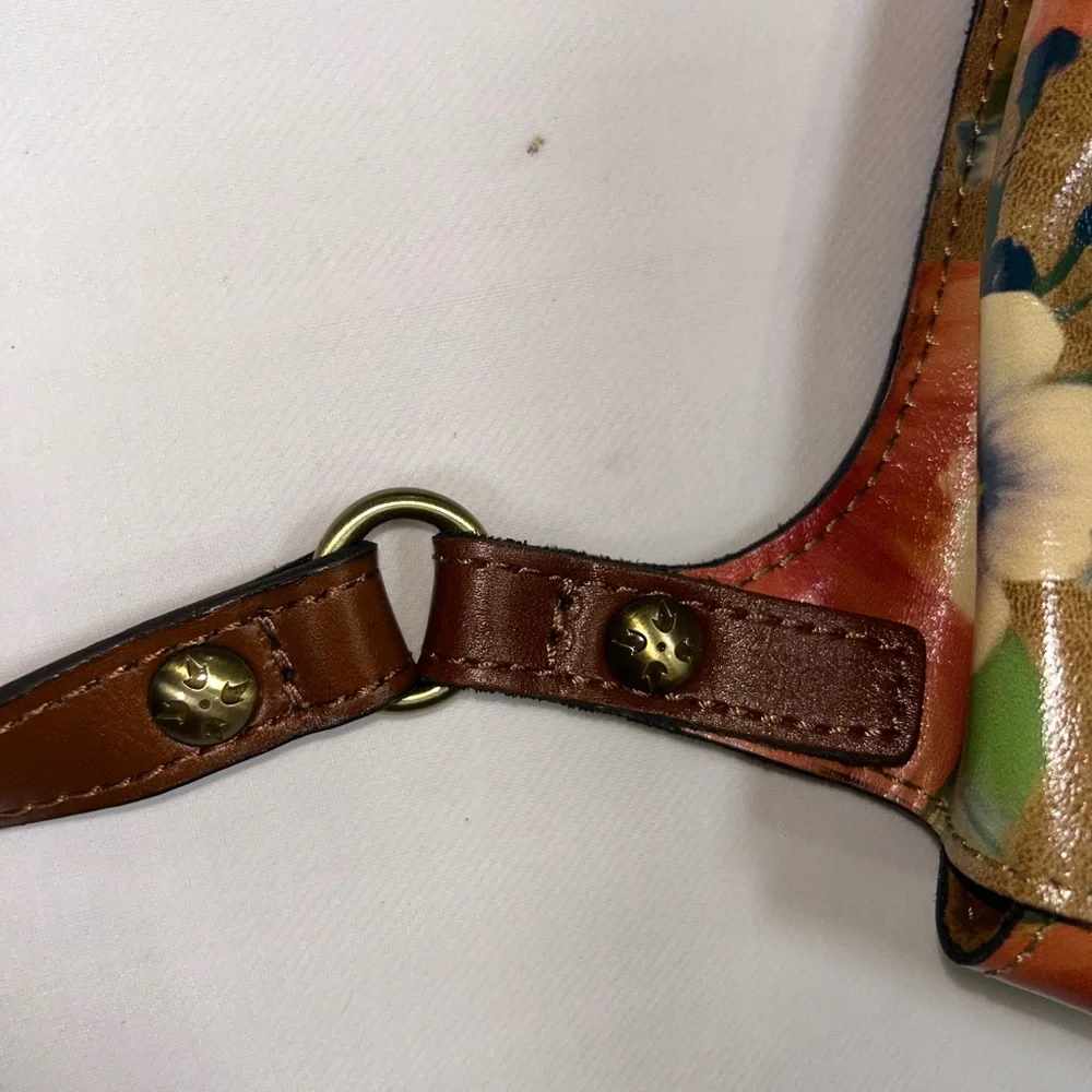 Patricia Nash glazed leather floral studded messenger crossbody - Picture 12 of 16